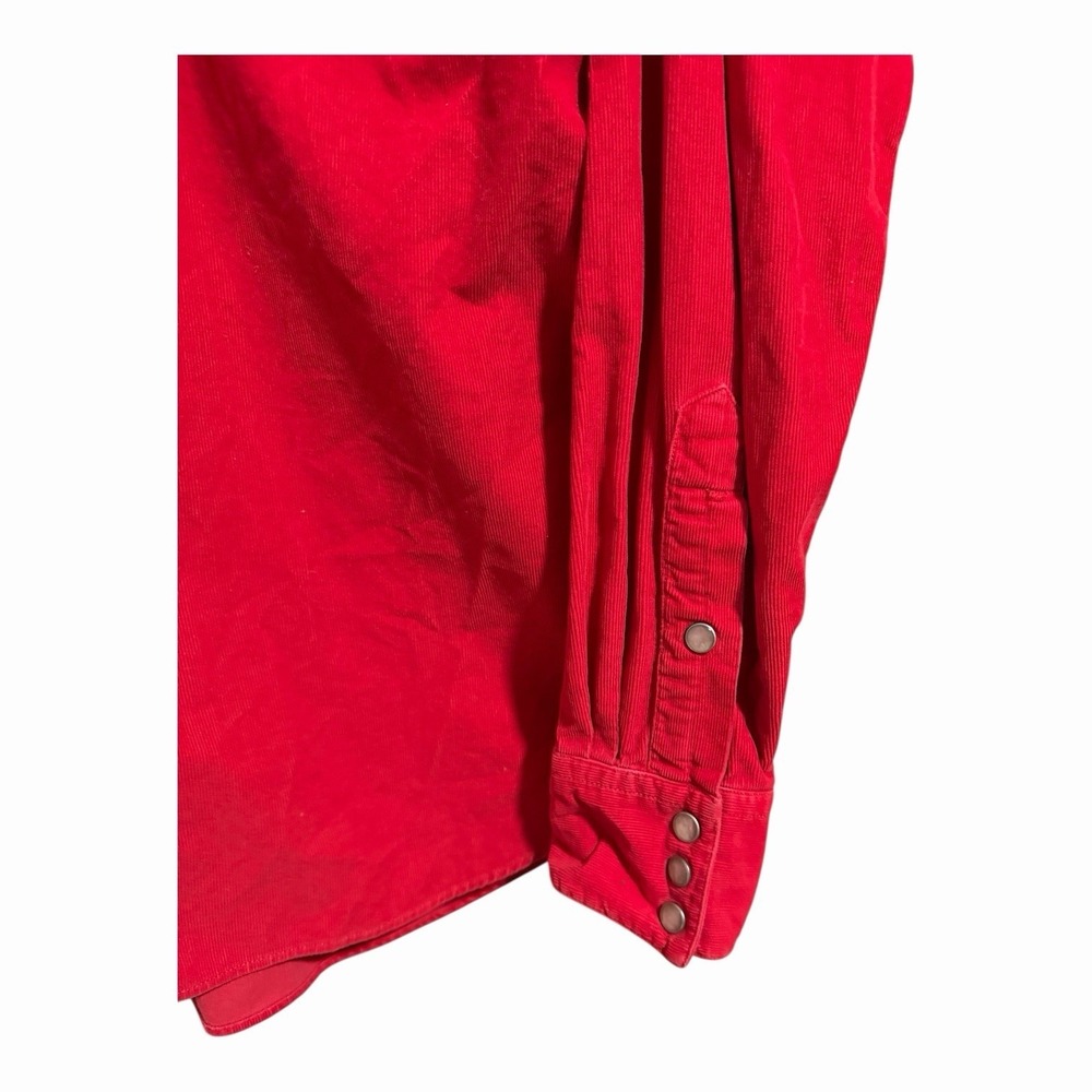 Polo‎ Ralph Lauren Red Corduroy Classic Western Shirt Pearl Snap Size Medium - Picture 8 of 14